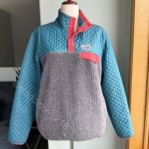 Patagonia Mixed Media Snap-T Pullover Large Crater Blue Sherpa Quilted Jacket L
